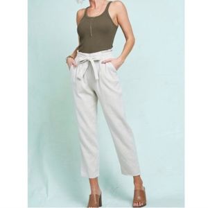 High rise linen blend straight leg pants